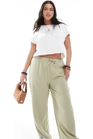 ONLY Tie waist pants in light green