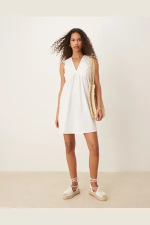 JDY Broderie detail mini dress in