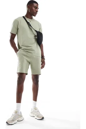 Only & Sons Waffle shorts in sage (part of a set)-Green