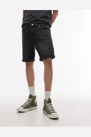 Tommy Hilfiger Ronnie roll-up slim denim shorts in black