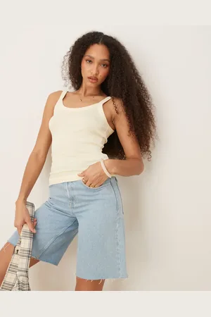 Gina Tricot Rib singlet top in buttermilk