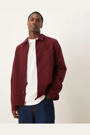 New Look Brushed shacket in wine red