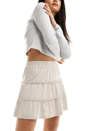 ASOS Tiered rara mini skirt in -Neutral