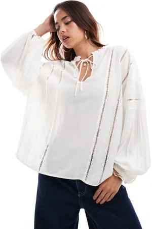 & OTHER STORIES Tie collar embroidered volume sleeve blouse in