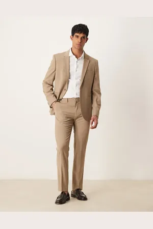 ASOS Washable slim suit pants with lightweight worsted wool in -Neutral
