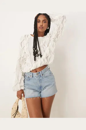 Gina Tricot Ruffle top with volume sleeves in