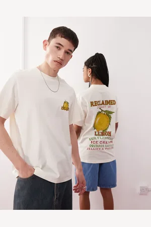 Reclaimed Unisex boxy t-shirt with lemon fruit graphic in