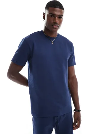 Only & Sons Short sleeve waffle t-shirt in navy (part of a set)