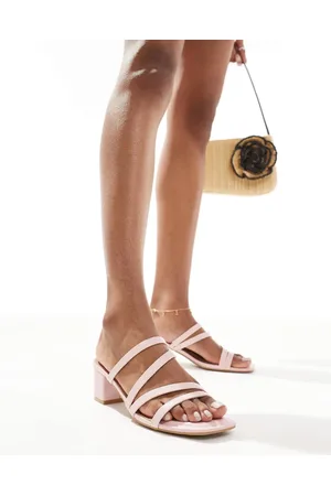 New Look Multi strap heeled mules in pink