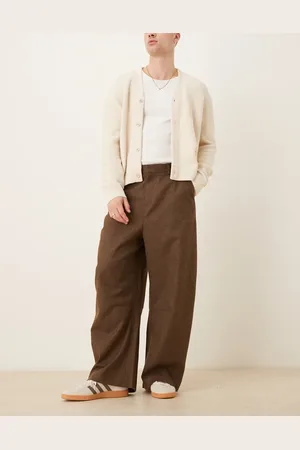 ASOS Smart horseshoe fit pants with front pleats in brushed fabric