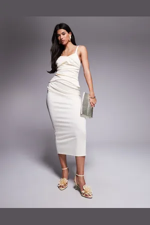 ASOS Structured pleat bodice detail midi dress in