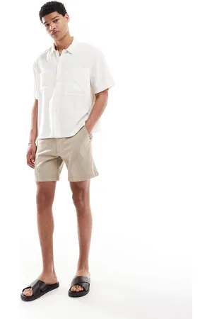 Hollister Linen above the knee shorts in biscuit-Neutral
