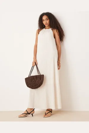 AWARE Textured halter maxi dress in white