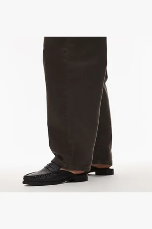 Topshop Anna leather flat shoe mules in