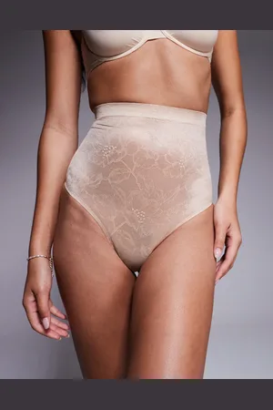 Bye Bra Lacy invisible lace high waist shaping lingerie thong in -Neutral