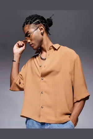 ASOS Boxy oversized crochet shirt in -Red