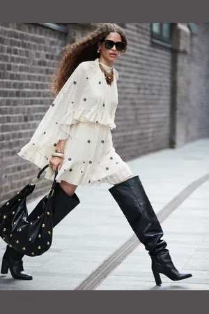 ASOS Kiki premium heeled leather over the knee boots in black