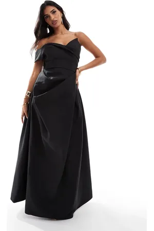 Jarlo Off the shoulder a line maxi dress with corset detail in -Red
