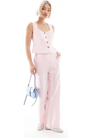 New Look Linen wide leg pants in pink (part of a set)