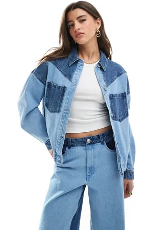 Pieces® Oversized western denim jacket in wash (part of a set)