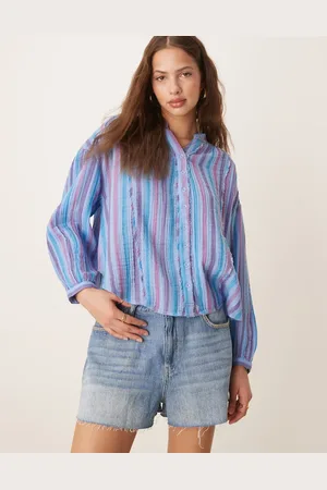 Free People Striped loose fit shirt in blue