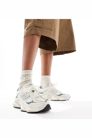 New Balance 9060 sneakers in off white and green