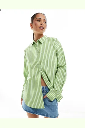 JJXX Jamie oversized stripe shirt in light green