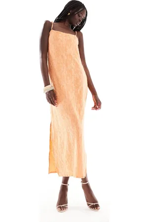 Object Textured cami midi dress in orange