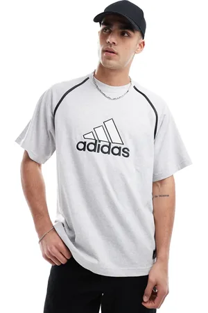 adidas T-shirt in grey with contrast badge graphic