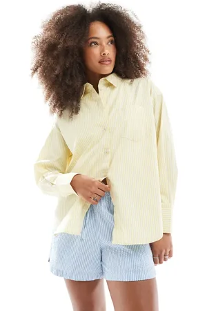 JJXX Jamie oversized shirt in yellow stripe