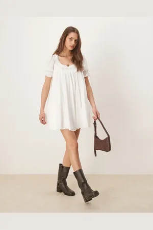 Free People Sandy Shores babydoll mini dress in -White