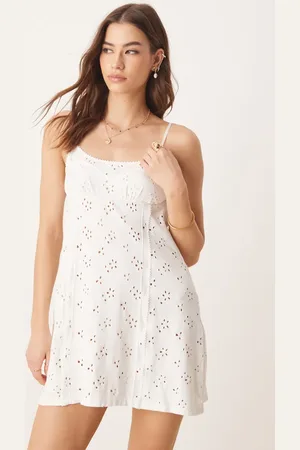 Free People Full Bloom pointelle mini slip dress in -White