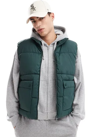 Only & Sons Padded utility vest in teal-Green