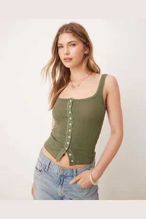 Free People End Game pointelle tank top in green