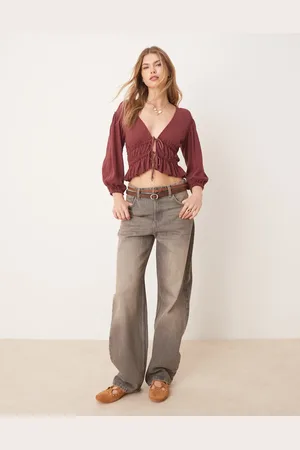 Free People Tie-front jersey blouse in