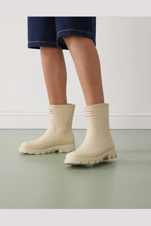 Hunter Downpour short gumboots in beige
