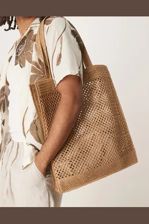 ASOS Woven straw tote bag in -Neutral