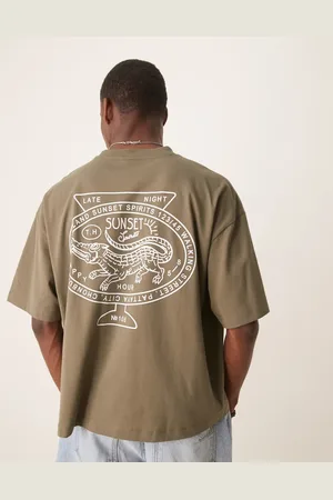 ASOS Boxy oversized t-shirt with back city graphic in -Green