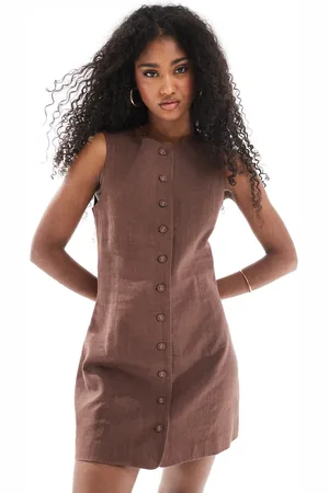 Cotton On Cotton On Sienna linen button up dress in -Brown