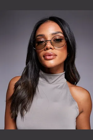 Quay Australia Quay Anyways slim round metal sunglasses in with pale green lens