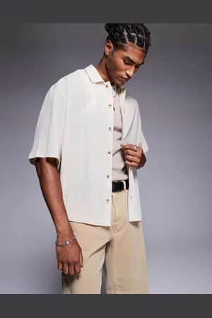 ASOS Oversized boxy textured shirt in -Blue