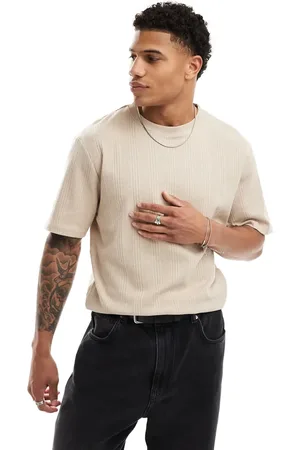 Threadbare Relaxed fit t-shirt in textured stripe-Grey