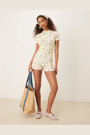 ASOS Micro short co-ord in buttermilk print-Multi