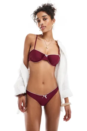 Miss Selfridge V front bottoms with picot trim in -Red