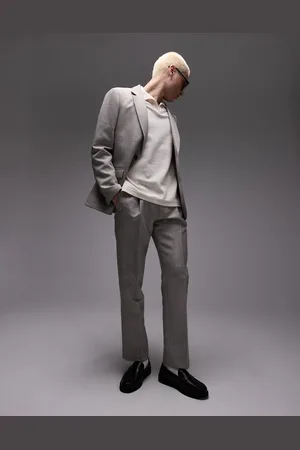 Topman Straight textured suit pants in -Neutral