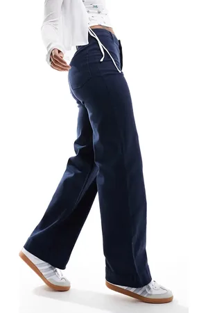 Monki Stretch cotton wide leg pants in