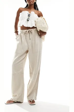 ASOS Premium cargo pants with linen look in -Neutral