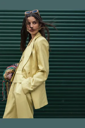 Topshop Premium wedding guest occasion blazer in (part of a set)-Yellow
