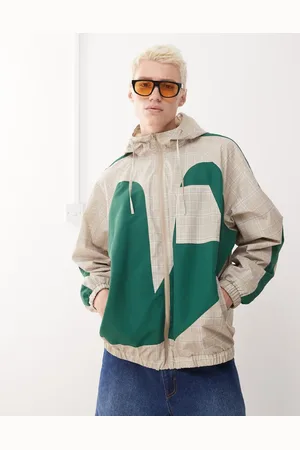 Reclaimed Windbreaker in check print-Neutral