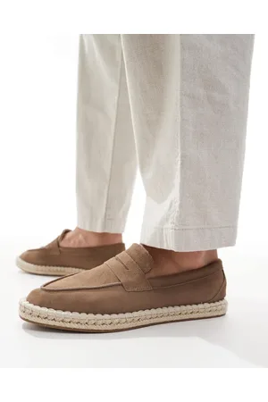 ASOS Penny loafer espadrilles in suede-Grey